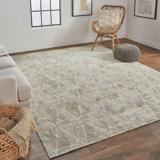 Camdenton Geometric Handwoven Oyster Gray/Taos Taupe Area Rug