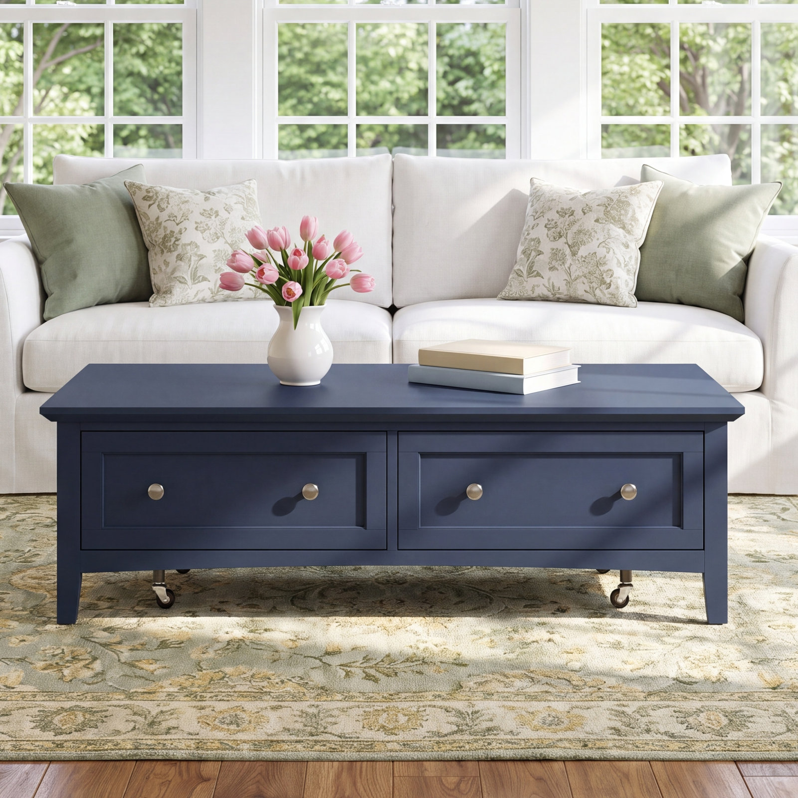 Renee Rectangle Coffee Table, Blue