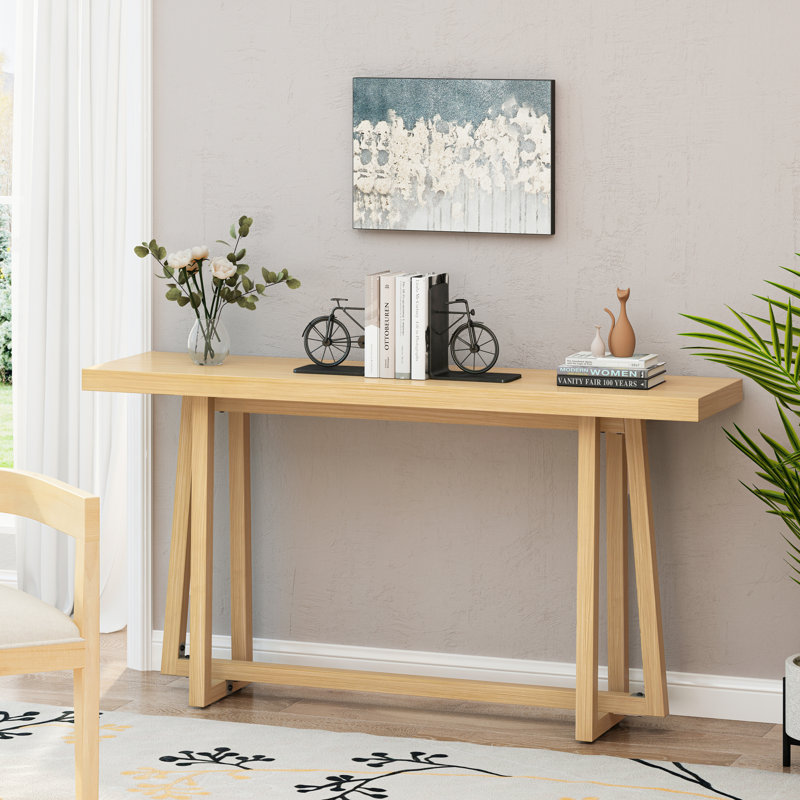 Console, élégante table d'entrée rectangulaire, console extérieure pour patio, table de couloir robuste, canapé pour vestibule, salon, chambre à coucher et patio