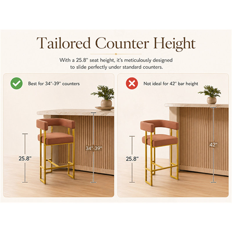 Tabourets de bar à hauteur de comptoir Mid-Century avec dossier