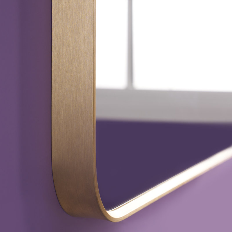 Hellie Metal Flat Wall Mirror, Rectangle, 48" x 36", Brushed Gold