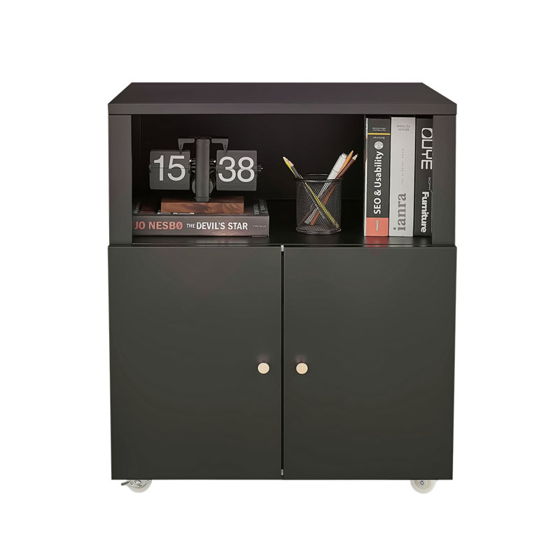 Support d'imprimante de bureau avec roulettes, Noir, noir, noir, noir