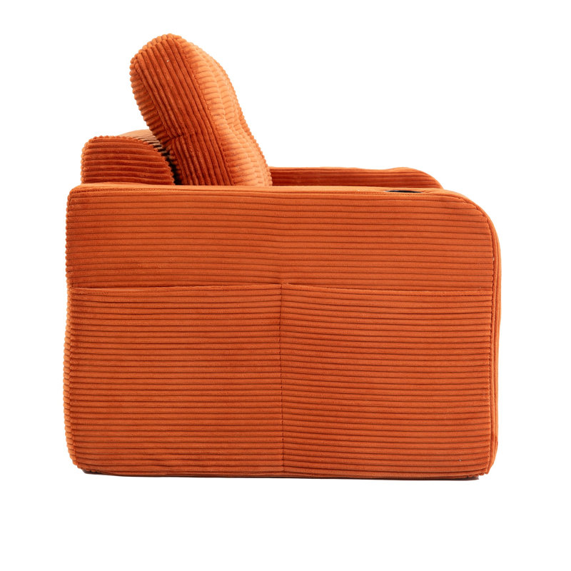 Canapé-lit convertible, Orange Corduroy
