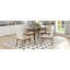 Ensemble de salle à manger 5 pièces Mid-Century avec table en bois massif et 4 chaises rembourrées, brun riche, sièges beige
