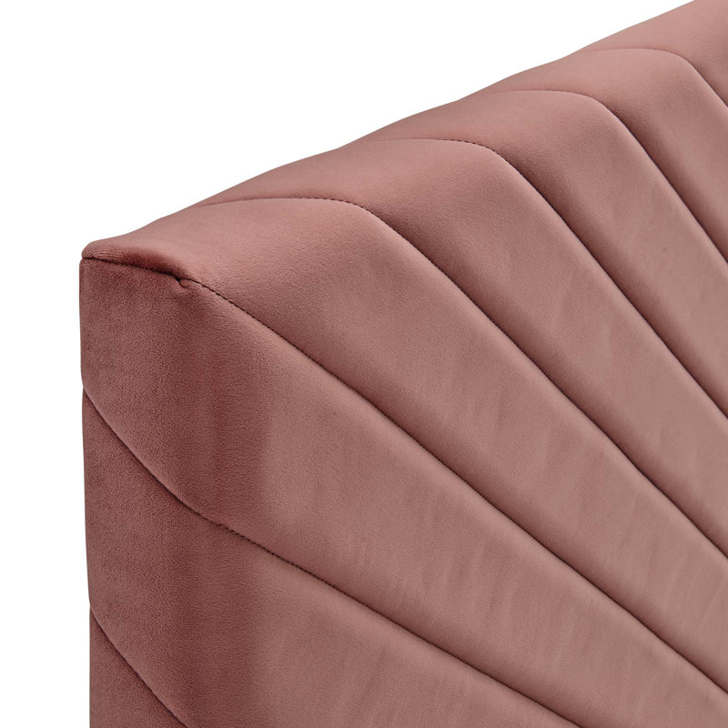 Tête de lit en velours Alyson, Vieux rose, Double/grand