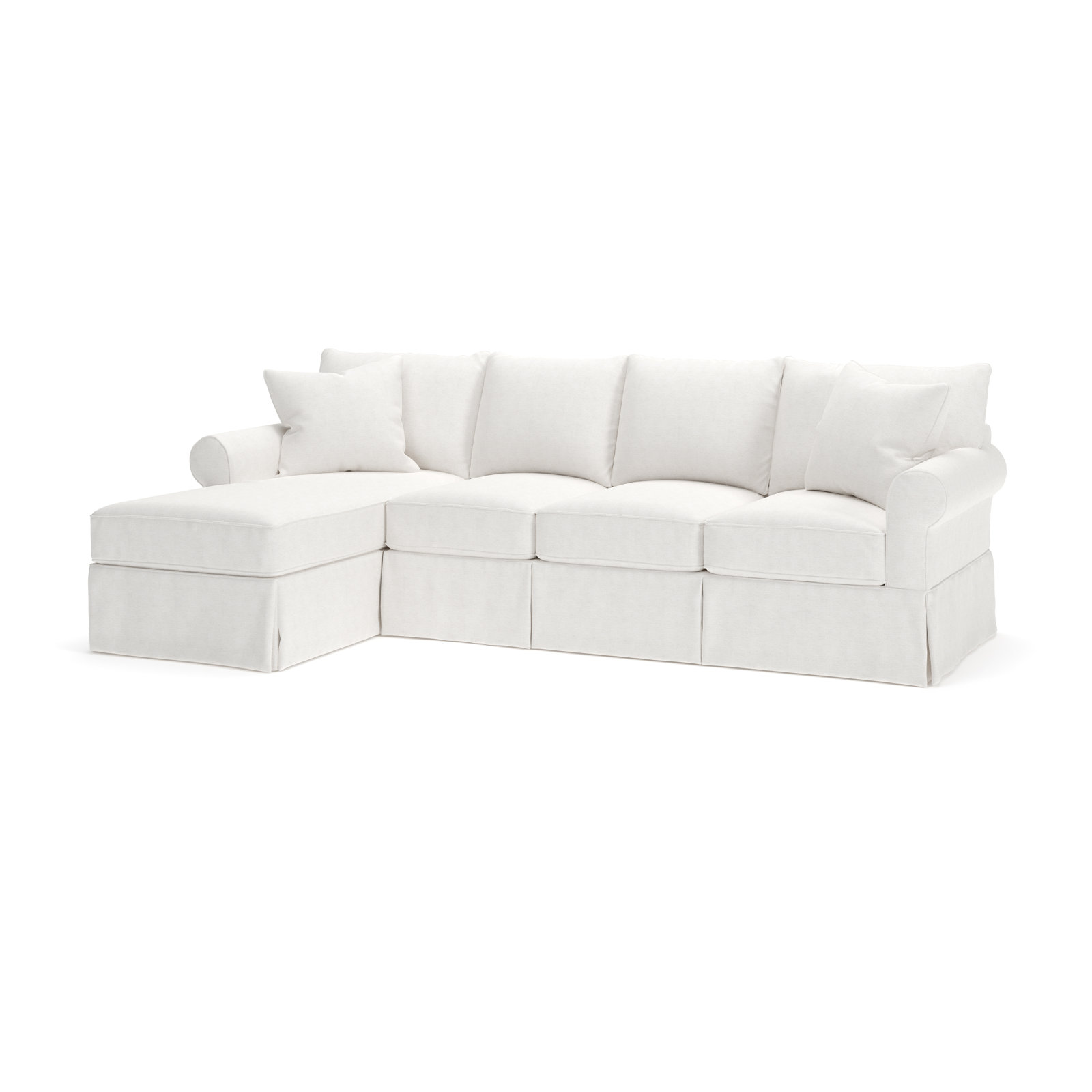 Amari Slipcovered Sectional with Sleeper Sofa, Left Hand Facing, Nomad Snow Crypton® Chenille