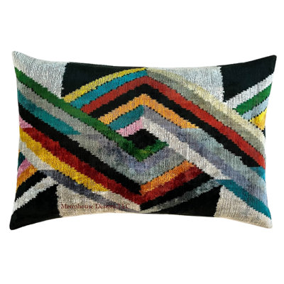 Velvet Ikat Lumbar Pillow