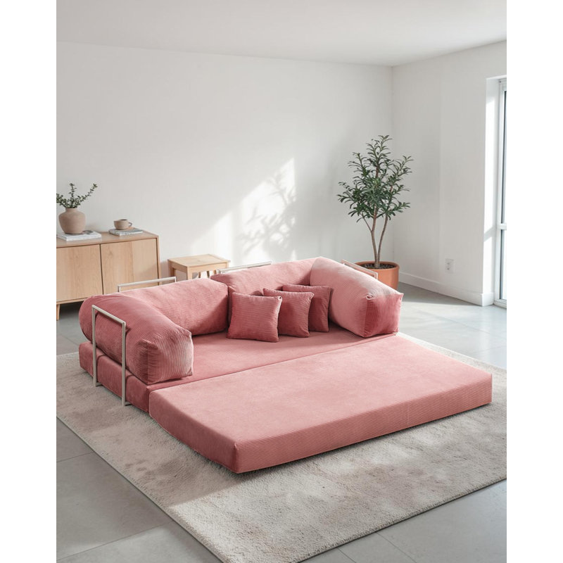 Canapé modulaire en L Blush, Rosé