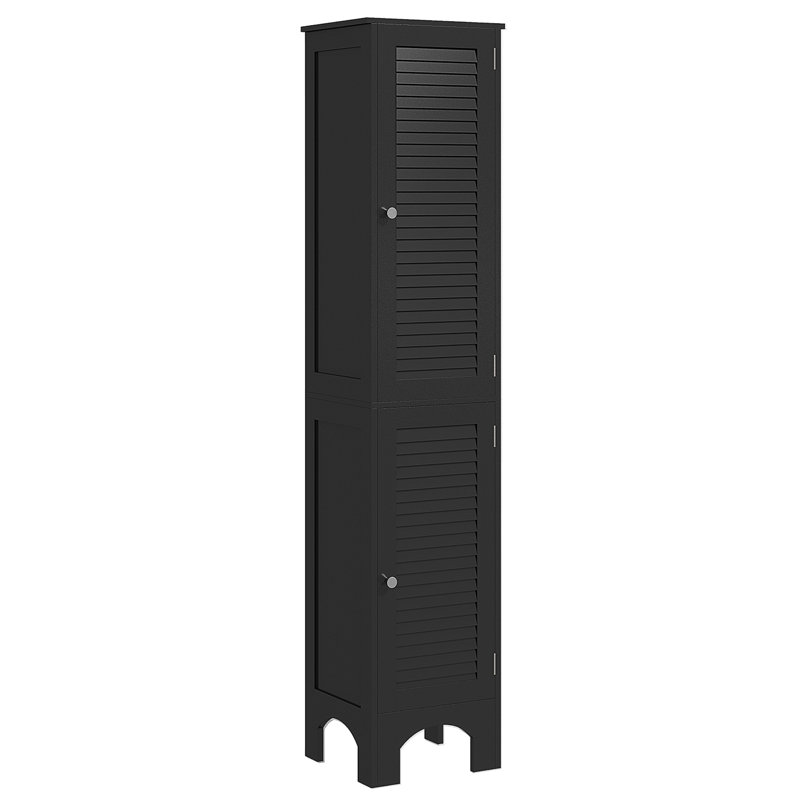 Grande armoire de salle de bain avec tablettes et portes, noir