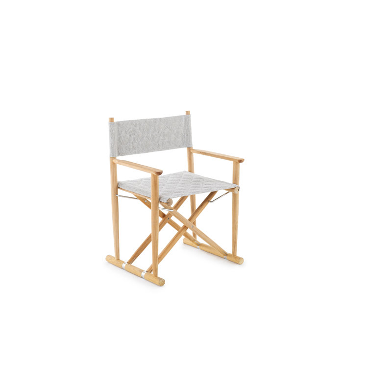 Petit fauteuil en teck Jasara avec housse gris tourterelle, Gris tourterelle