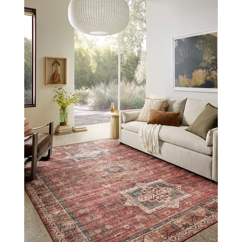 Aaronley Machine Washable Spice / Multi Area Rug, Rectangle 9' x 12'