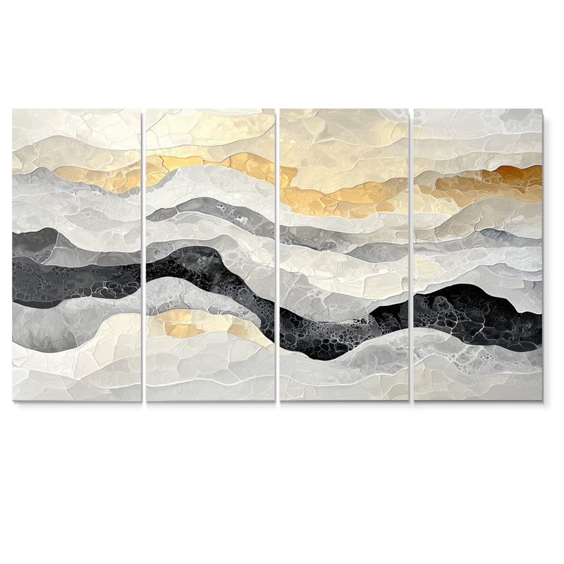 Ofeliya - Art mural abstrait sur toile - Art mural moderne sur toile, H 28 po x l 48 po, 4