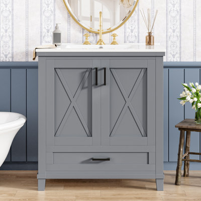 Meuble-lavabo compact en bois massif de conception moderne pour les petites salles de bain