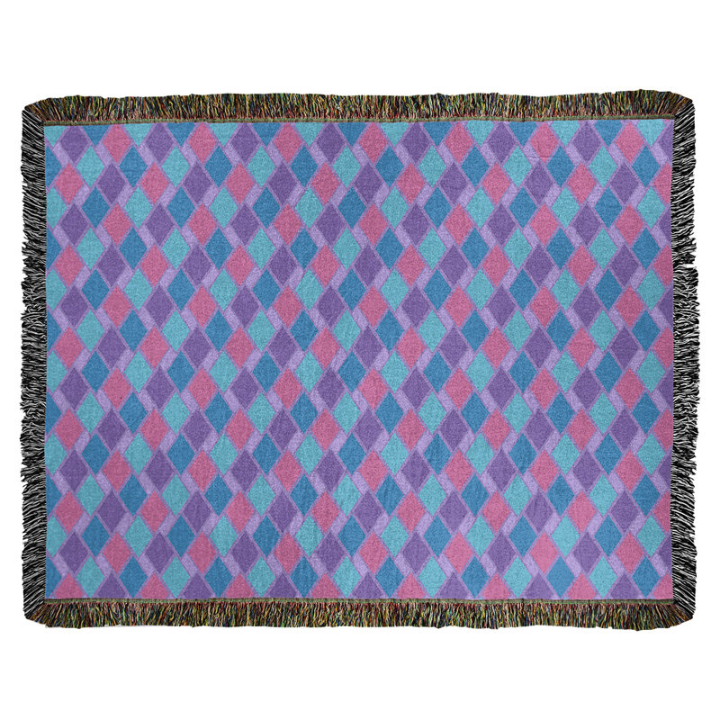 Couverture en coton Katelyn Elizabeth, l 37 po x L 52 po, Mauve / Bleu