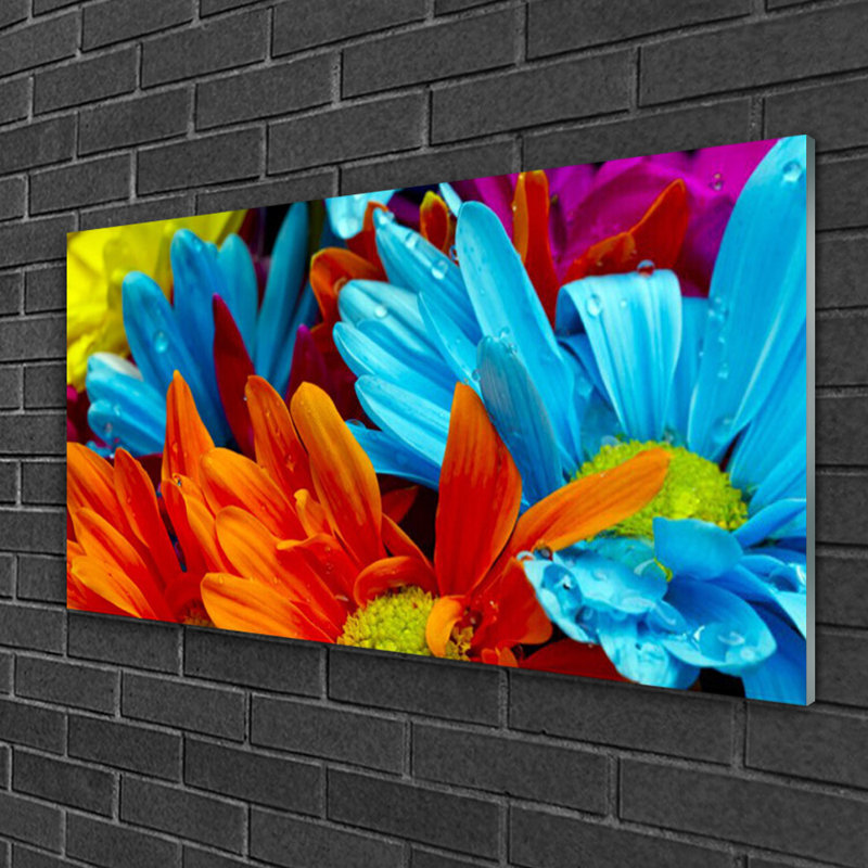 Glass Print Wall Art 100X50cm Image Printed On Glass Decorative Wall Picture Behind Toughened / Tempered Safety Real Glass For Kitchen & Living Room Theme: Flowers Floral
