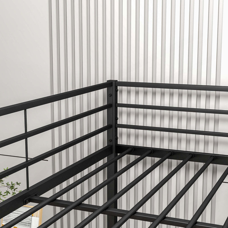 Metal Bunk Bed With Safety Guard Rails,  Heavy Duty Space-Saving Design