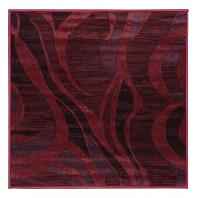 Machine Washable Abstract Red Area Rug