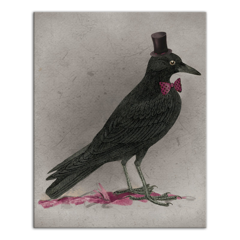 Stylish Crow - Graphic Art on Canvas, 10" H x 8" W, Canvas