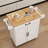 Rolling Kitchen Island With Tabletop, Towel Rack, Seasoning Rack - Customizable Storage Settings White Lockable Wheels, Adjustable Levels & Towel/Seasoning