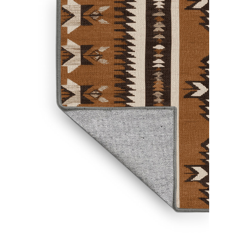 Washable Arrowhead Geometry Southwestern Area Rug, Square 4'