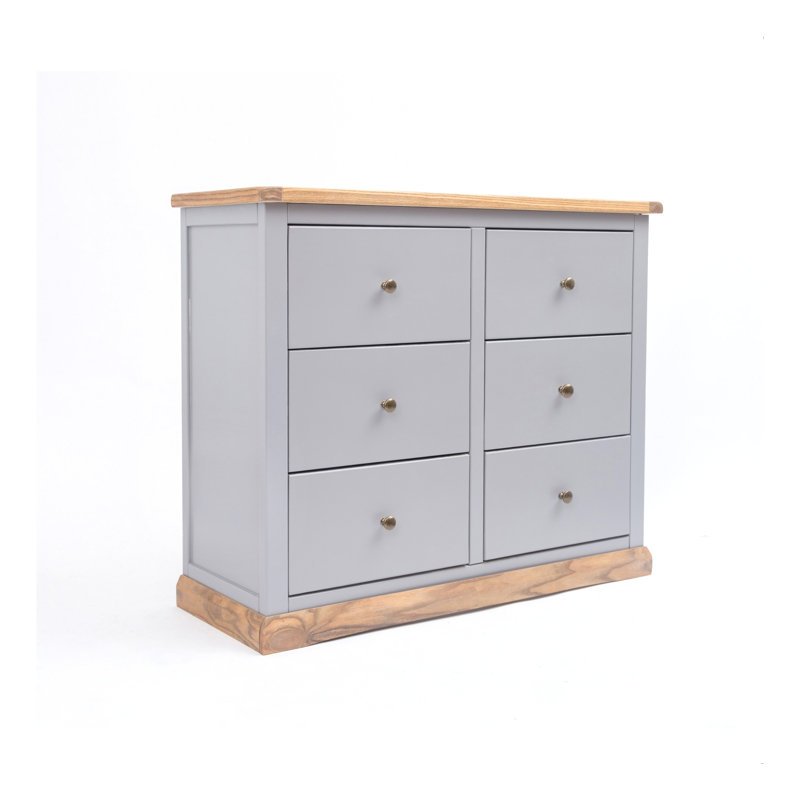 Millan 110cm W 6 - Drawer Chest of Drawers, Natural/Grey/Gold