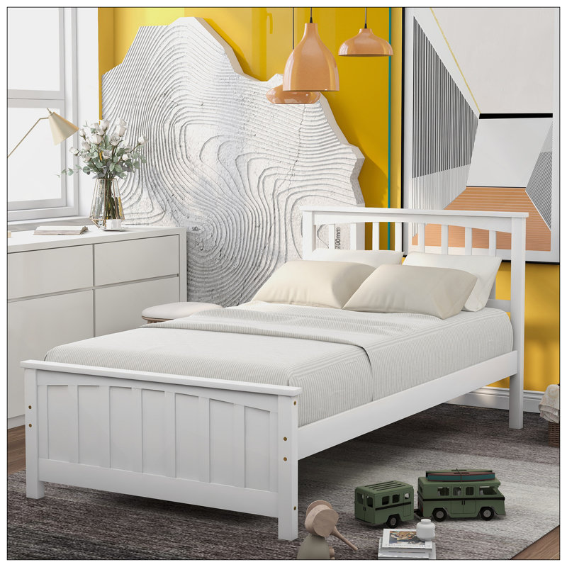 Lit plateforme en bois, Blanc