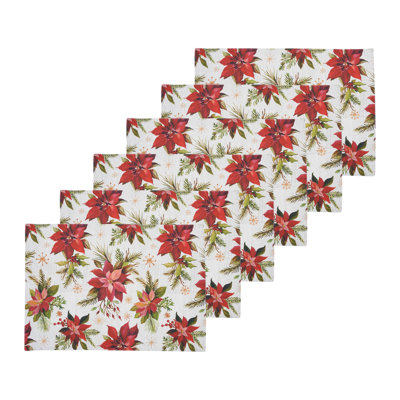 Poinsettia Christmas Placemat S/6