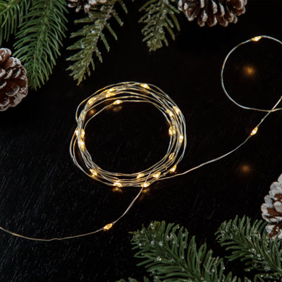 50 Battery Operated LED Micro Fairy Lights - 16ft Copper Wire