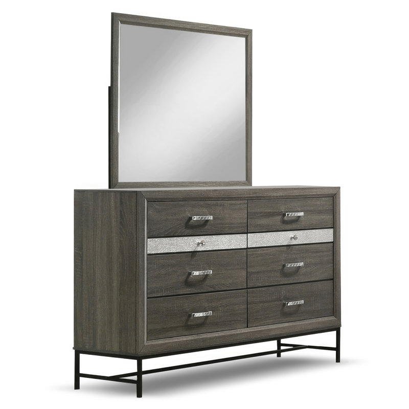 Belper 6-Piece Bedroom Set, 5 Pcs: Bed, 2 Nightstands, Dresser, Mirror, King