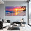Scénario et paysages urbains coucher de soleil plage vagues palmiers ciel réflexion de sable ensemble de 3 impressions d'art sur toile-1416766243