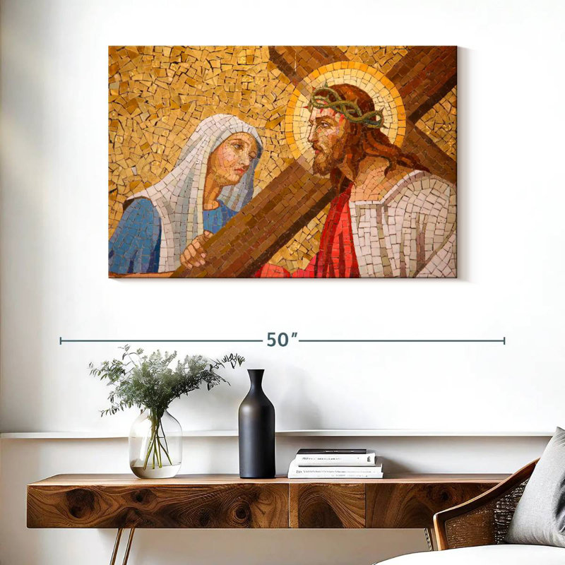 Jésus-Christ et Marie mosaïque, H 26 po x l 39 po