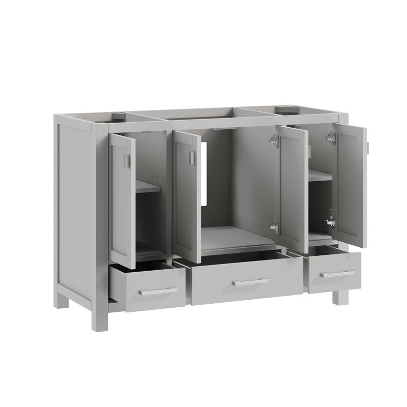 Modero 48" Single Bathroom Vanity with Top, Chilled Gray, Carrera White Marble, Brushed Nickel