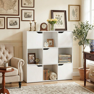 9-Cube Freestanding Bookcase, Rounded Anti-Collision Edges & Anti-Tipping Safety Kit, Fits Home, Office, Living Room