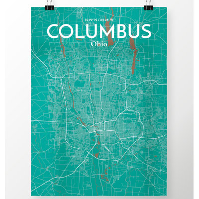 Columbus City Map - No Frame Print