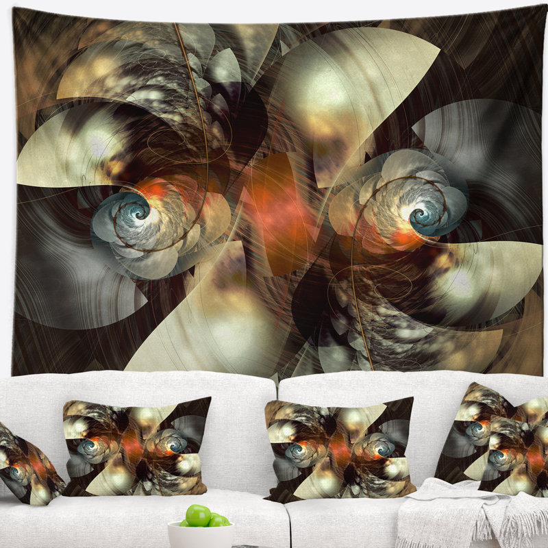 Tapisserie d'illustration brune fractale Abstract, H 50 po x l 60 po