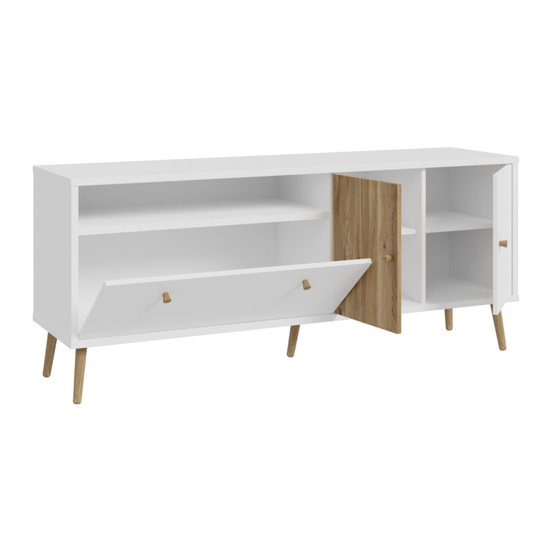 HARLLSON Unfinished TV Stand for TVs up to 65", White/Natural