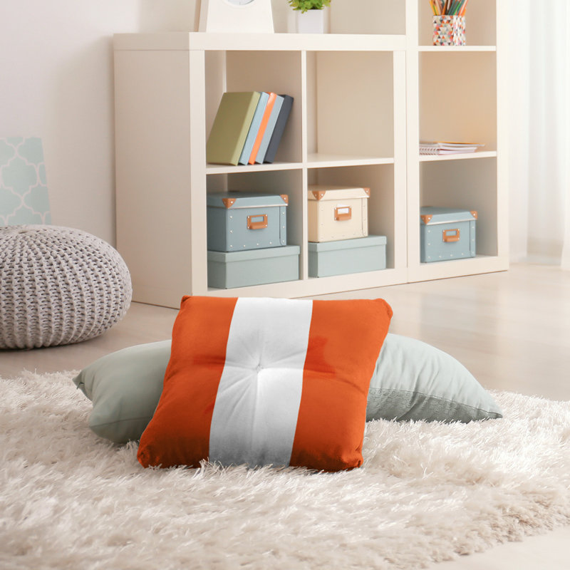 Coussin de sol touffeté, 30 po x 30 po, Orange / blanc