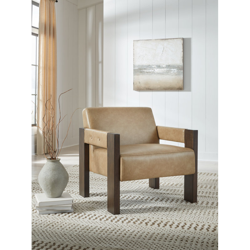 Fauteuil d'appoint Hira, Similicuir brun