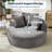 56" Oversized Bean Bag Chair, Boneless Round Chaise Lounge Single Sofa Chair with Pillows-673957640