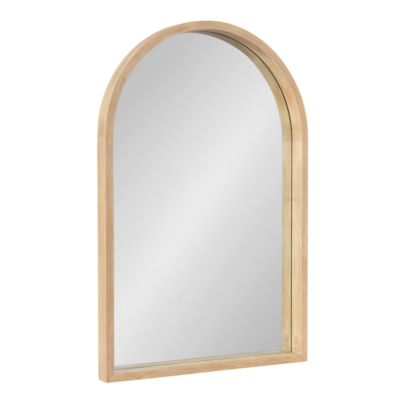 Skyeler Modern Wood Arched Accent Mirror, 36" x 24", Natural