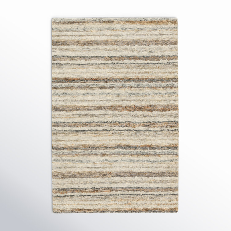 Evana Handmade Striped Cream/Gray/Brown Area Rug