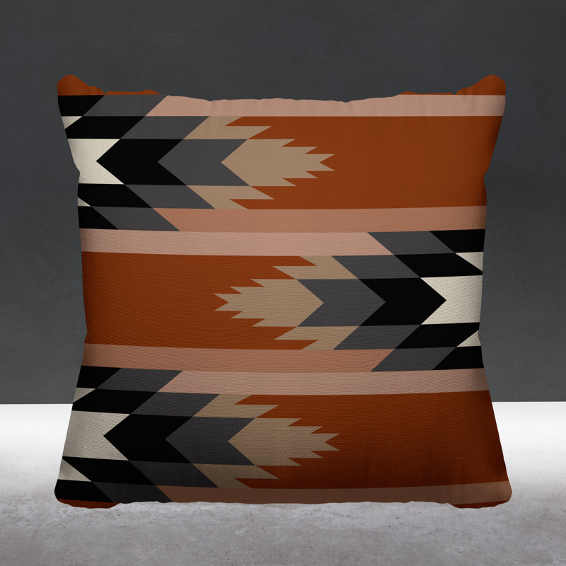 Coussin intérieur / extérieur Lansa Southwestern, L 19 po x H 19 po, Orange brûlé