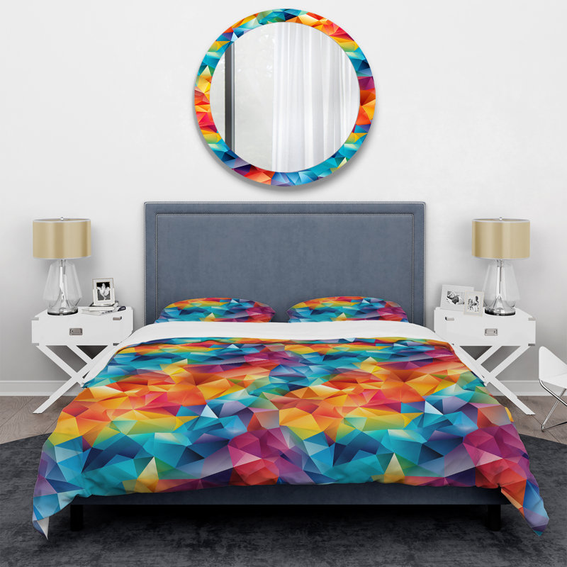 Multicolor Geometric Prism Parade - Ensemble de housse de couette géométrique