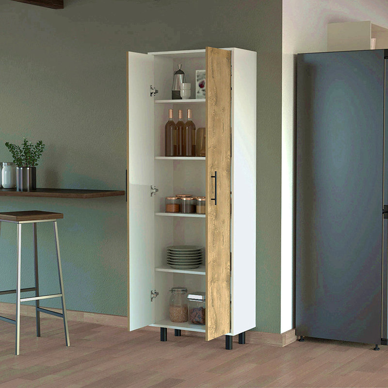 Armoire de rangement haute avec garde-manger, Naturel