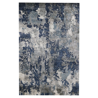 Abstract Area Rug in Dark Blue/Gray