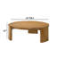 Ensemble de 3 pièces de style contemporain, 1 table basse, 2 tables de bout, socle, base ronde, mobilier de salon, finition noyer