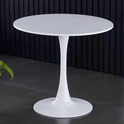 24 Inch Round Dining Table Modern Mdf Top Steel Base Tulip Mid Century
