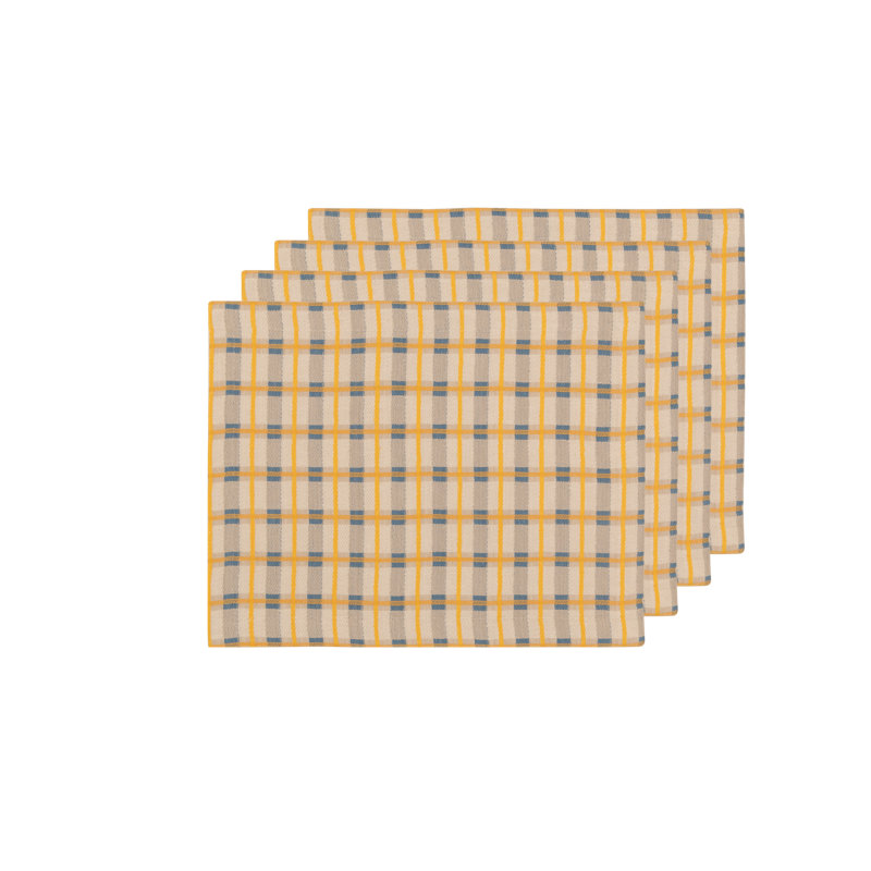 Handloom Jacquard Collection Table Placemat 14x18 Inch, Gray;Yellow