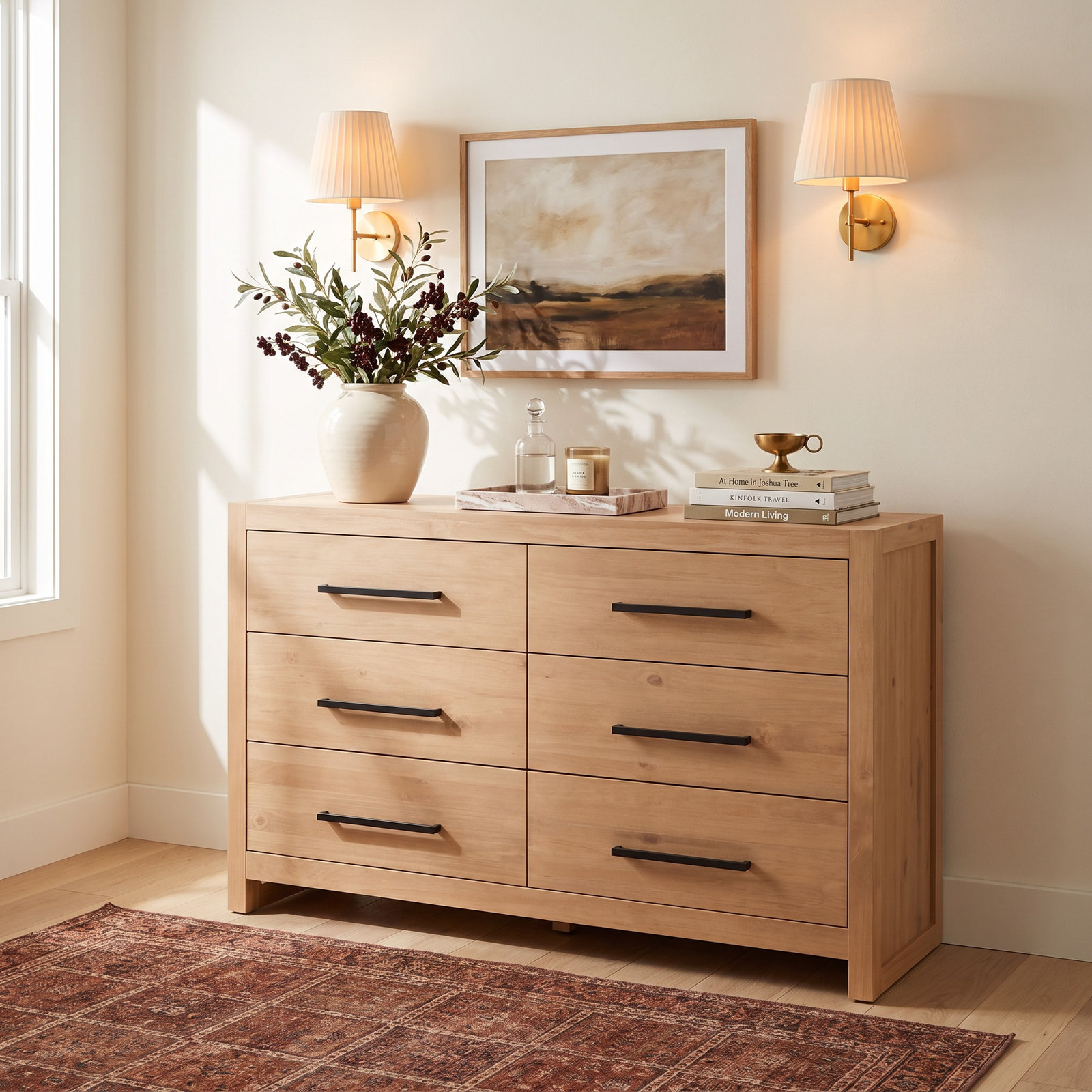 Modica 60" Pine Dresser, Brown Natural