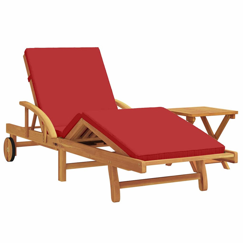67cm Long Acacia Single Chaise, Red
